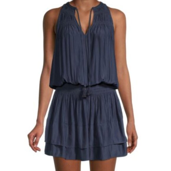 Ramy Brook Kylee Smocked Blouson Dress, Navy, Medium - Picture 1 of 8